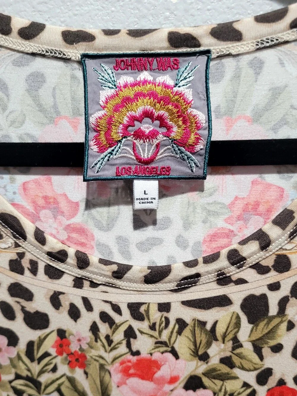 Johnny Was Cheetah Puff Sleeve Top Size Large